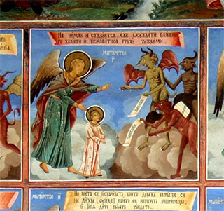  Мытарство осуждения. Фреска Рильского монастыря, Болгария