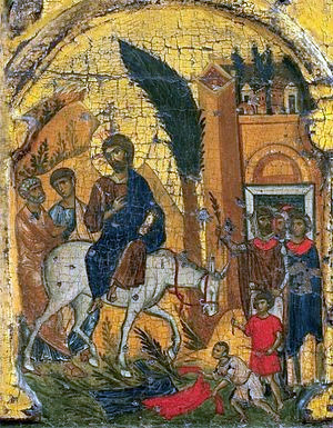 Вход Господень в Иерусалим. Икона из монастыря Ватопед, Афон